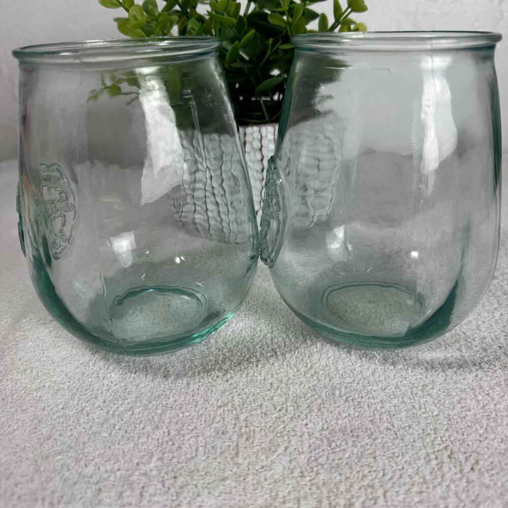 Spanish Recycled Stamped Glassware Collection Set Of 2 - Picture 7 of 9